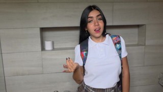 Teacher and his student enter the school bathroom to fuck