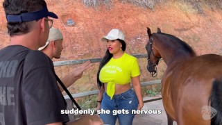 The mare got sick and the vets fuck the busty, big ass Latina owner until she squirt 2 calm her down